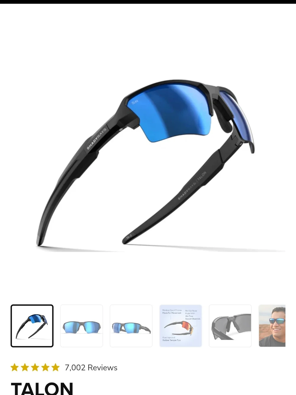 Talon Men's Sunglasses - Black Frame with Glacier Blue Lenses
